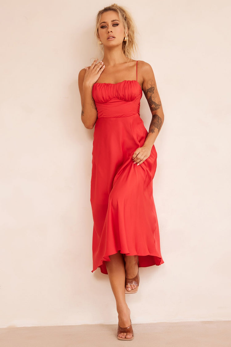 Affectionate Love Midi Dress - Red for women