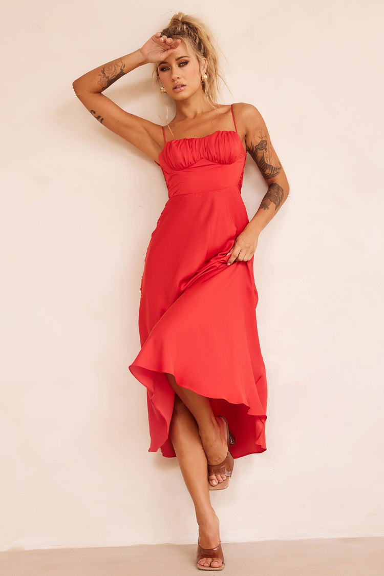 Affectionate Love Midi Dress - Red for women