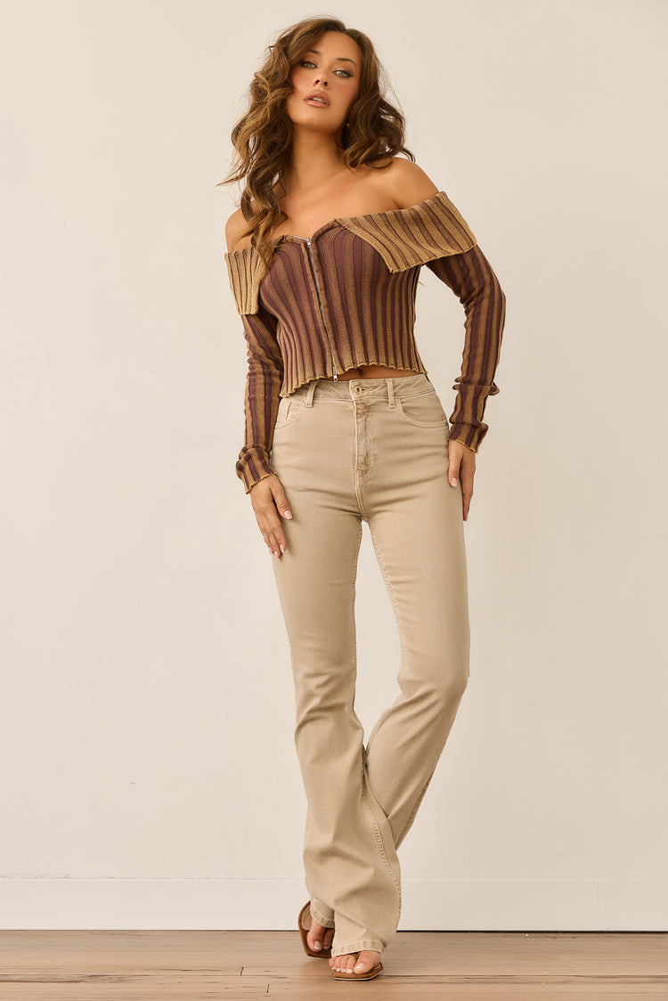 Alicia Knit Top - Brown for women