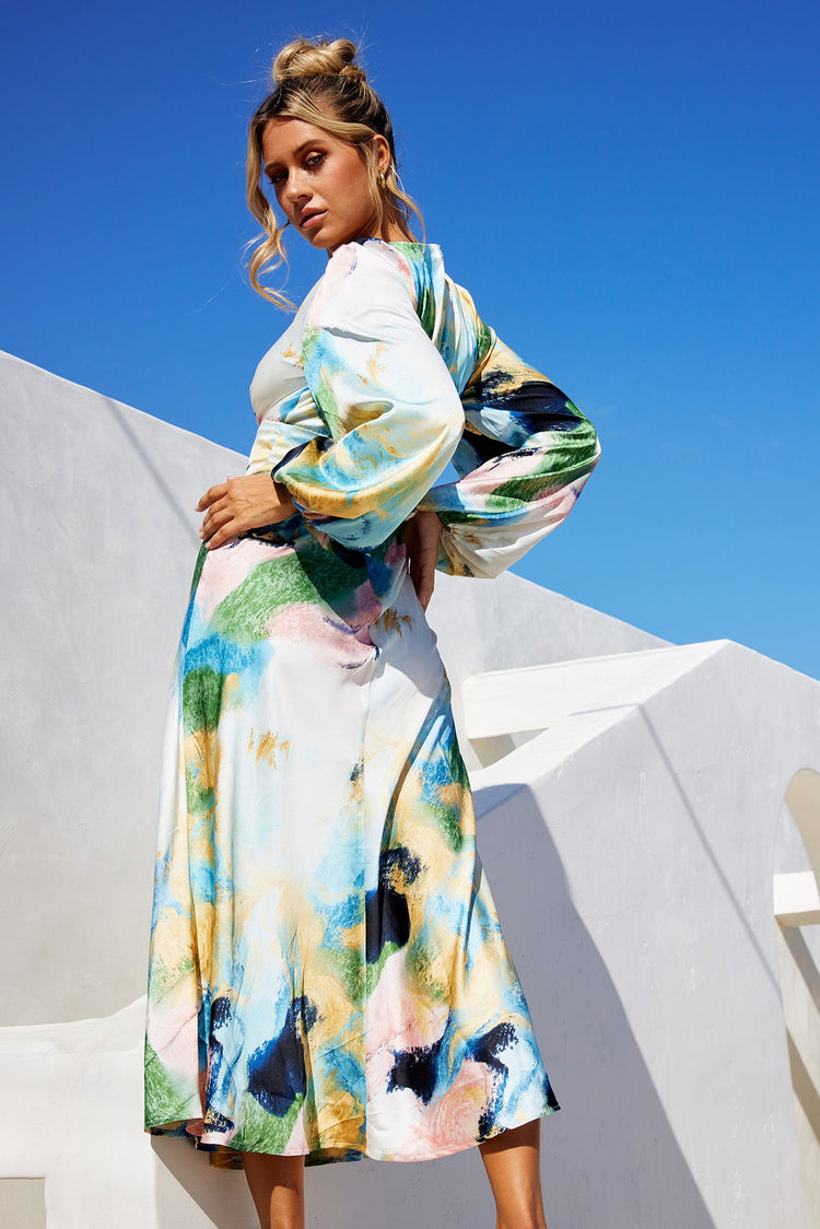 Angel Eyes Midi Dress - Multi for women
