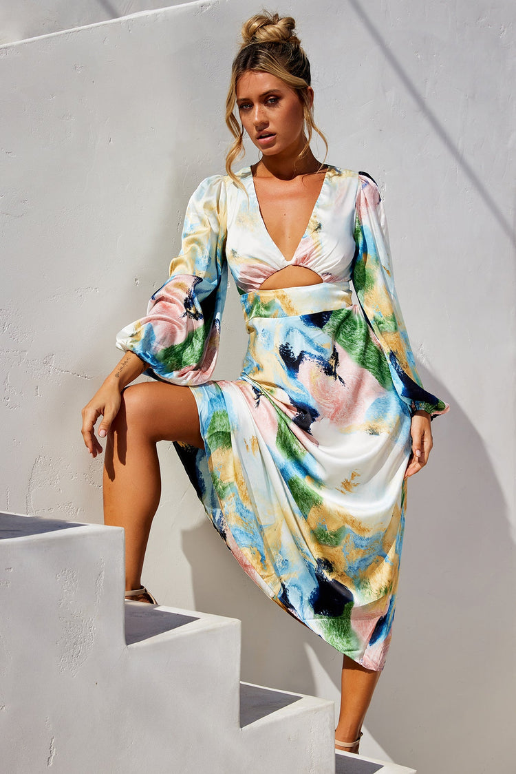 Angel Eyes Midi Dress - Multi for women