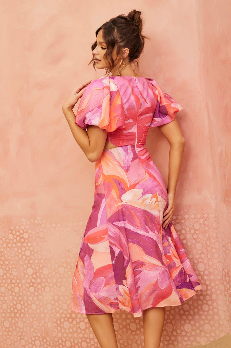 Art Of Bloom Midi Dress - Pink for women