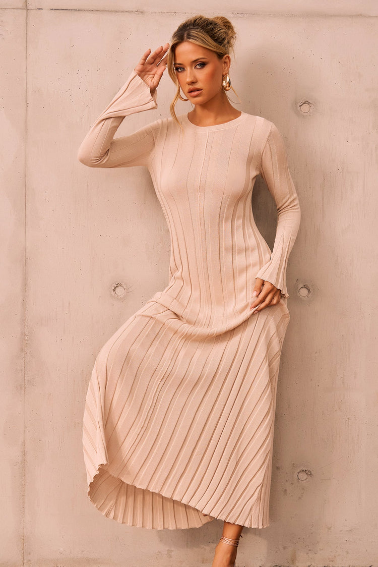 Astoria Knit Maxi Dress - Beige for women