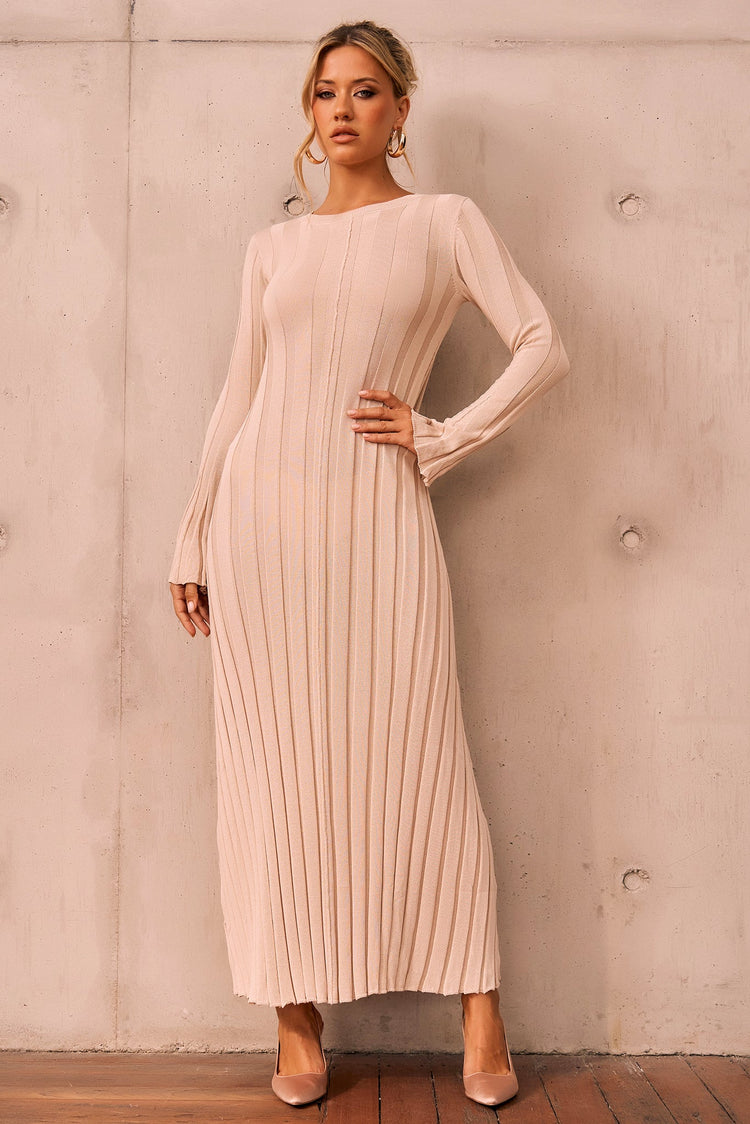 Astoria Knit Maxi Dress - Beige for women