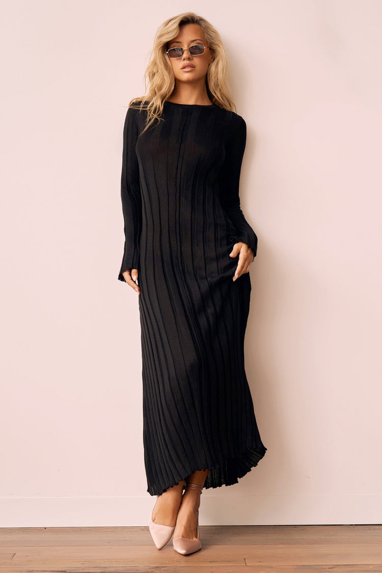 Astoria Knit Maxi Dress - Black for women