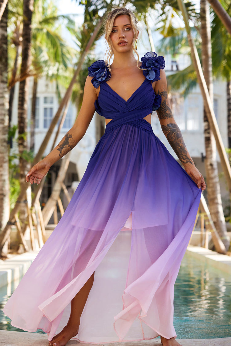 At Last Maxi Dress - Navy Pink for women