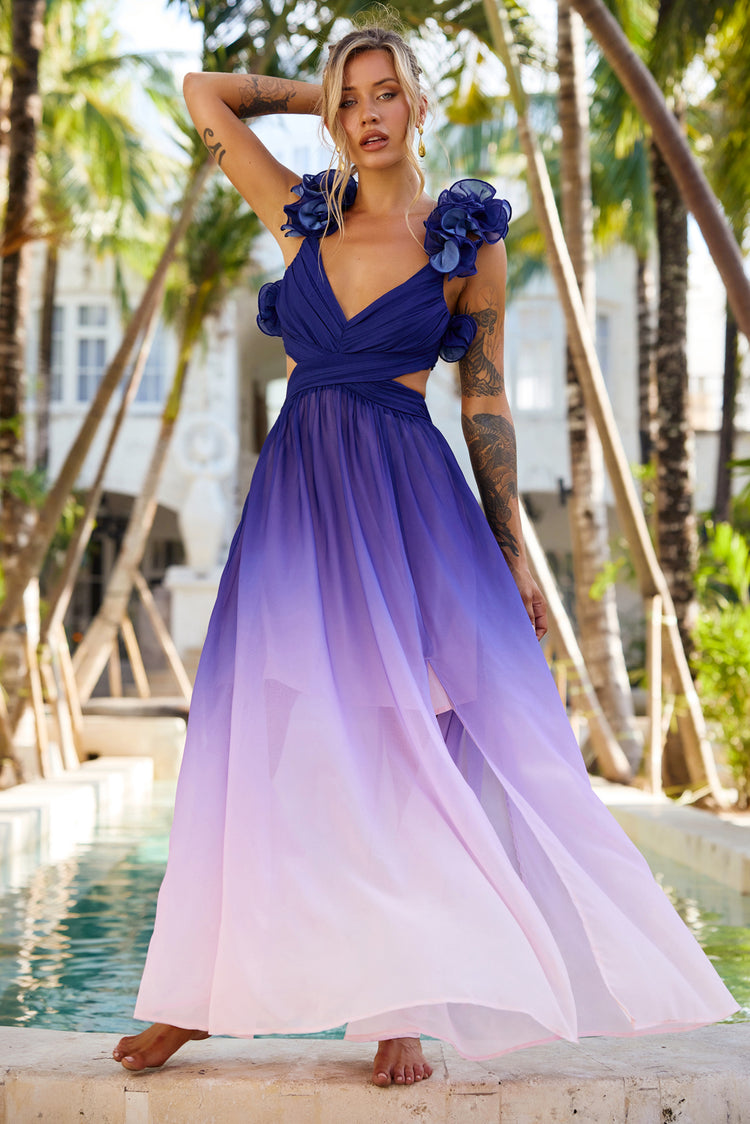 At Last Maxi Dress - Navy Pink for women