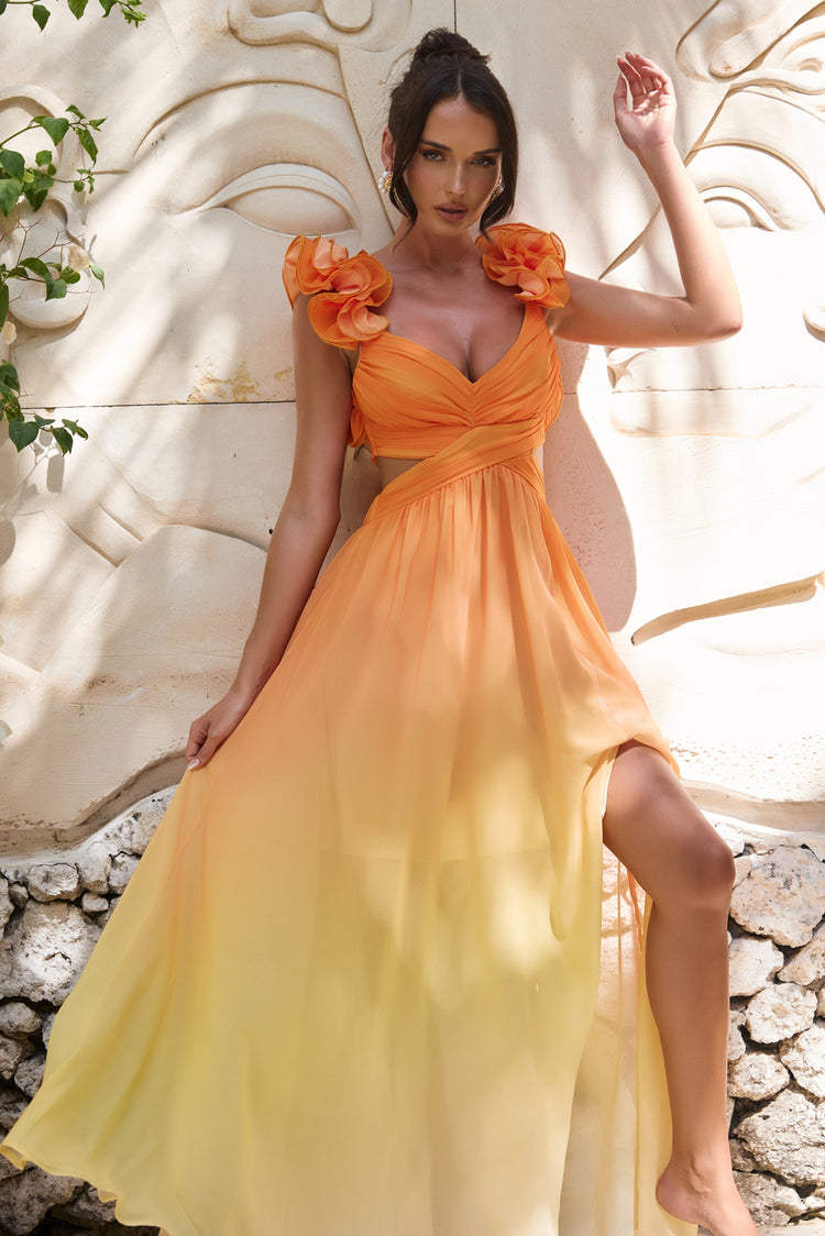 At Last Maxi Dress - Orange Yellow for women