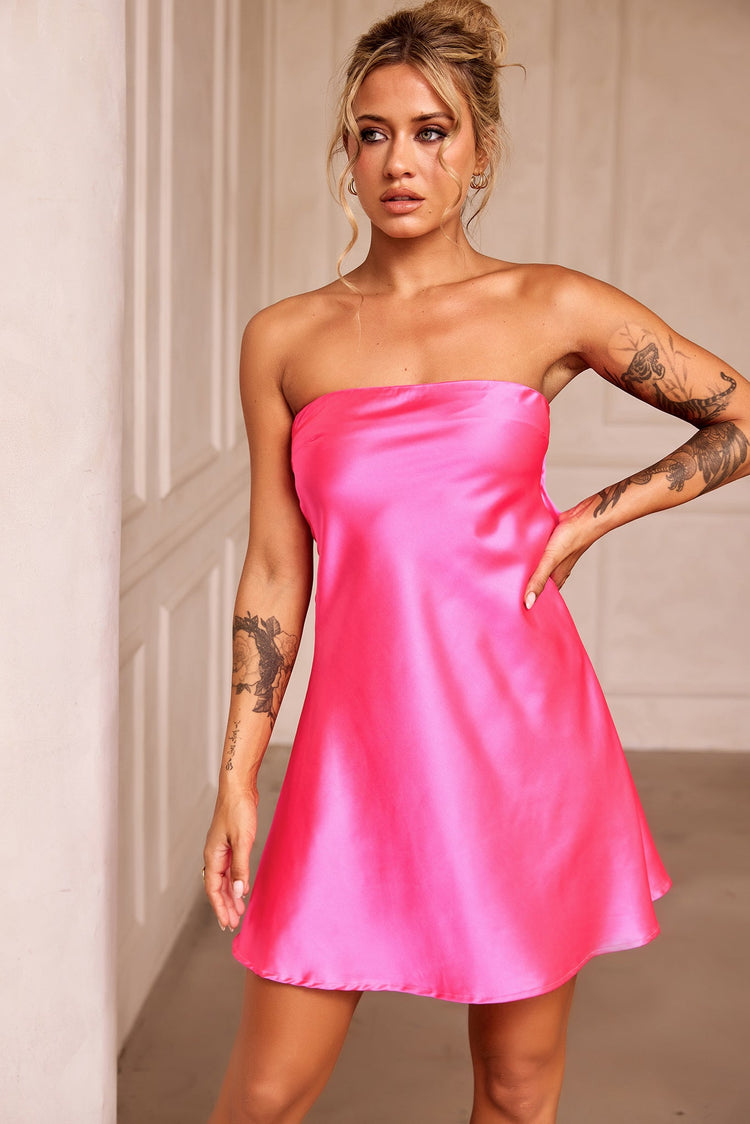 strapless open back dress Barbie™ Muse Cupped Chiffon Mini Dress – edikted main image 0