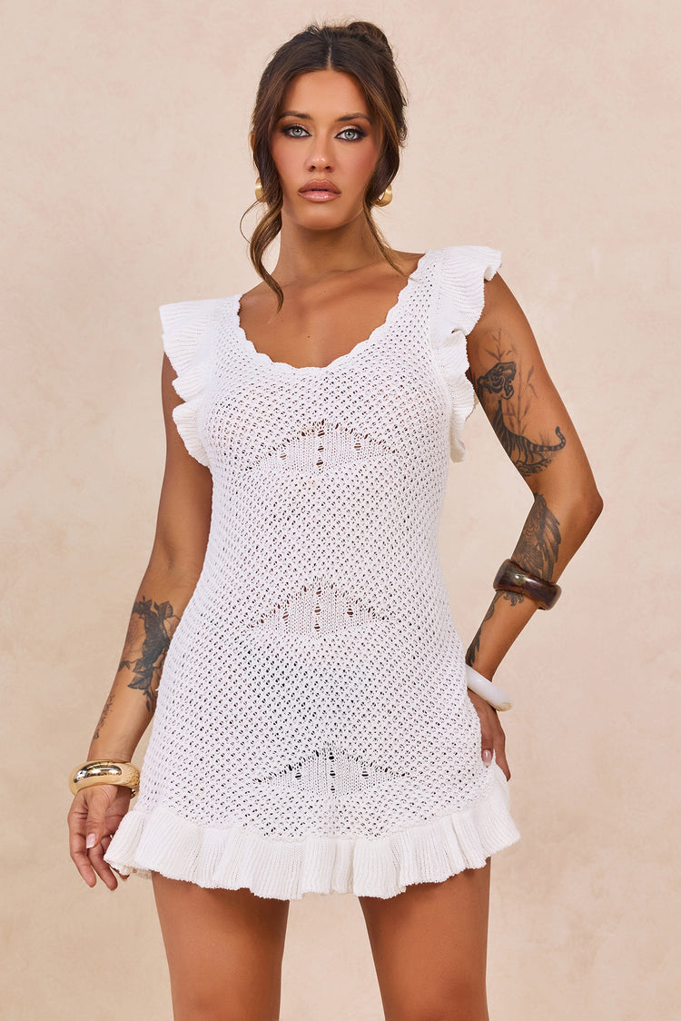 Bare Temptation Knit Mini Dress - White for women