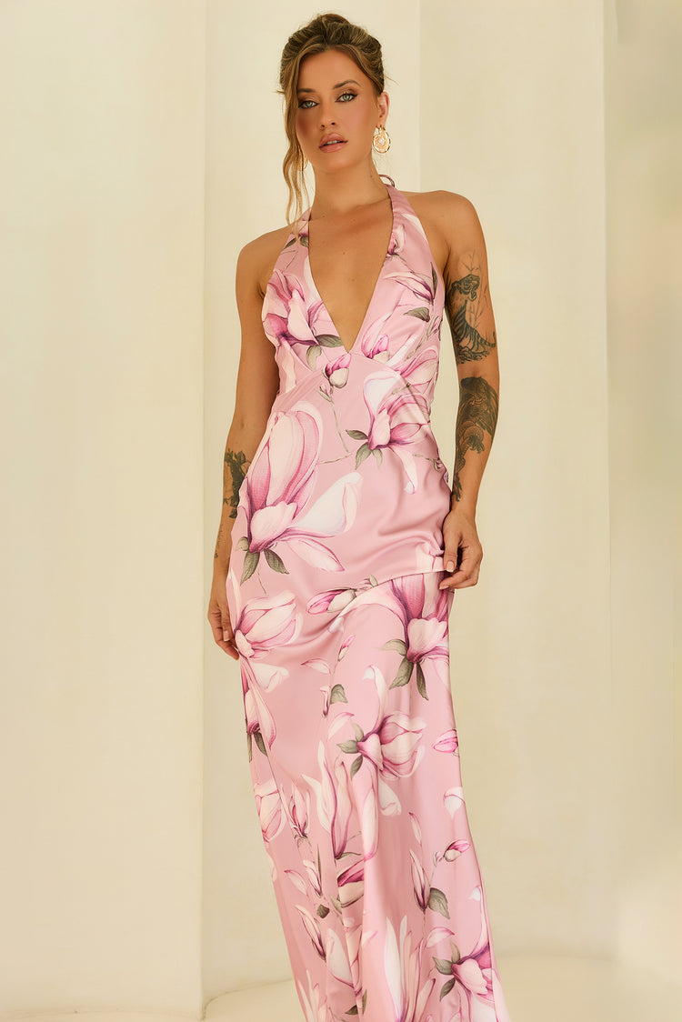 Bloom Baby Satin Maxi Dress - Blush for women