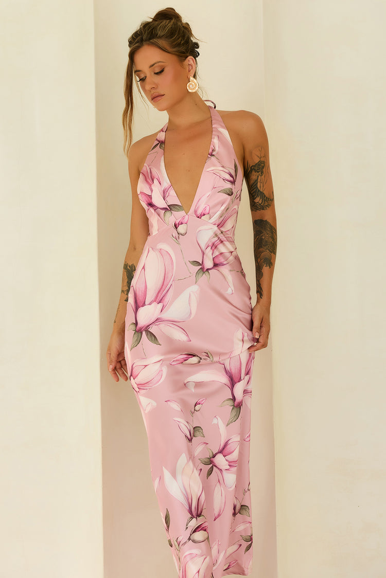 Bloom Baby Satin Maxi Dress - Blush for women
