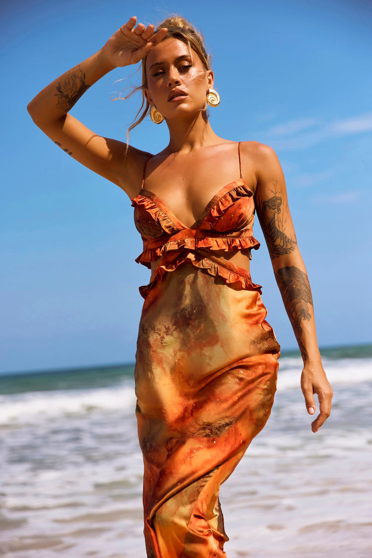 Bohemian Nights Maxi Dress - Orange for women