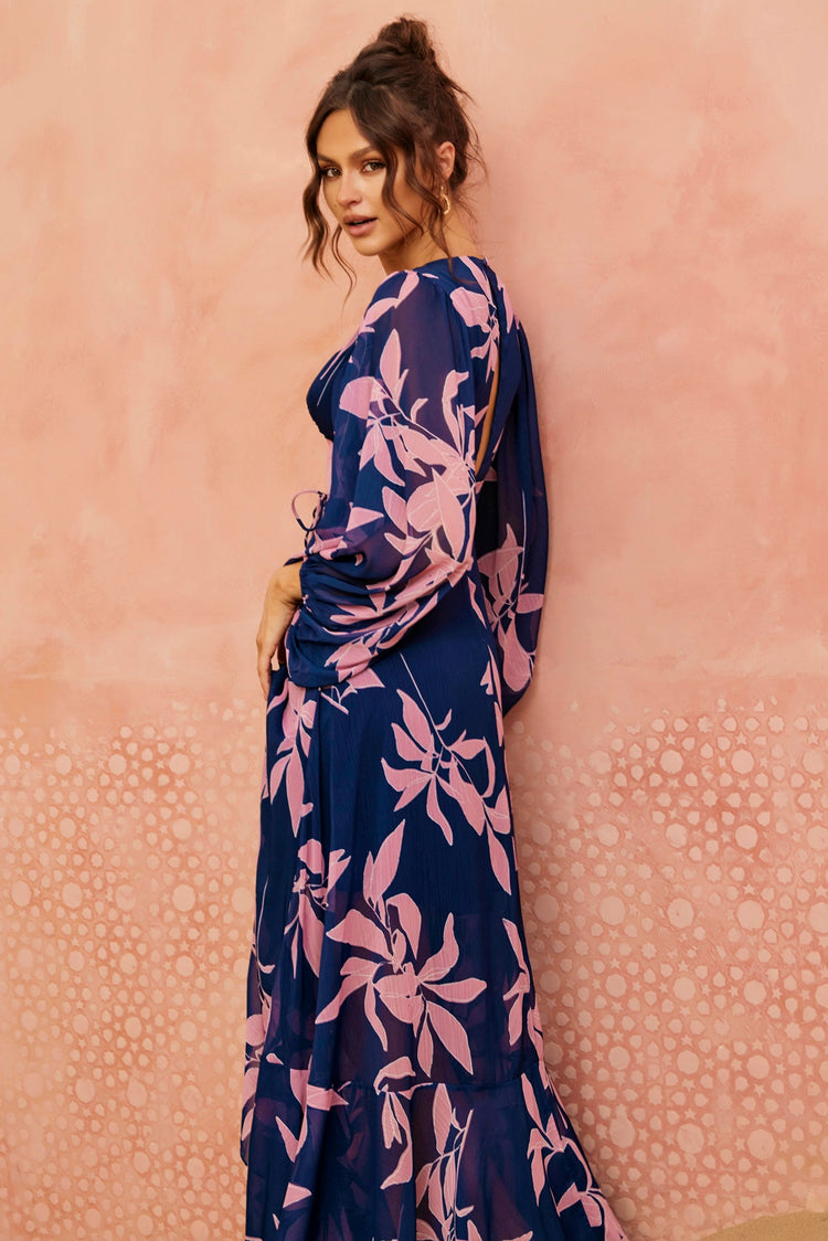 Botanical Blooms Maxi Dress - Navy for women
