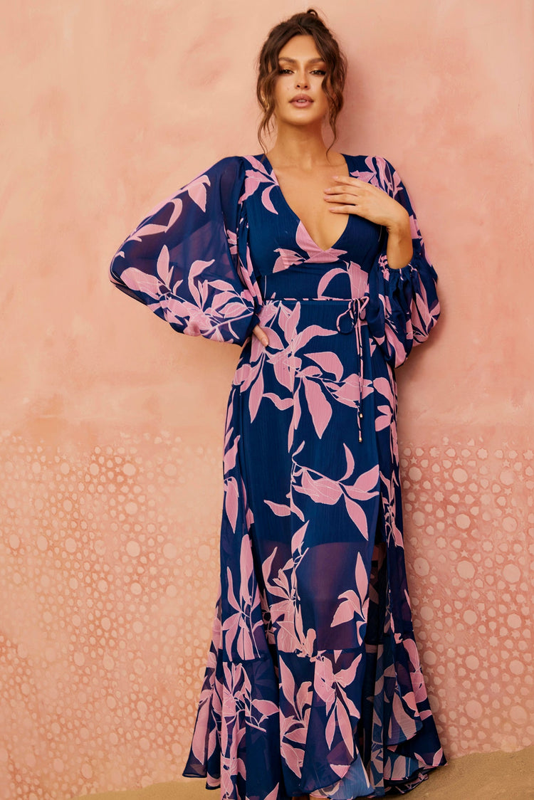 Botanical Blooms Maxi Dress - Navy for women