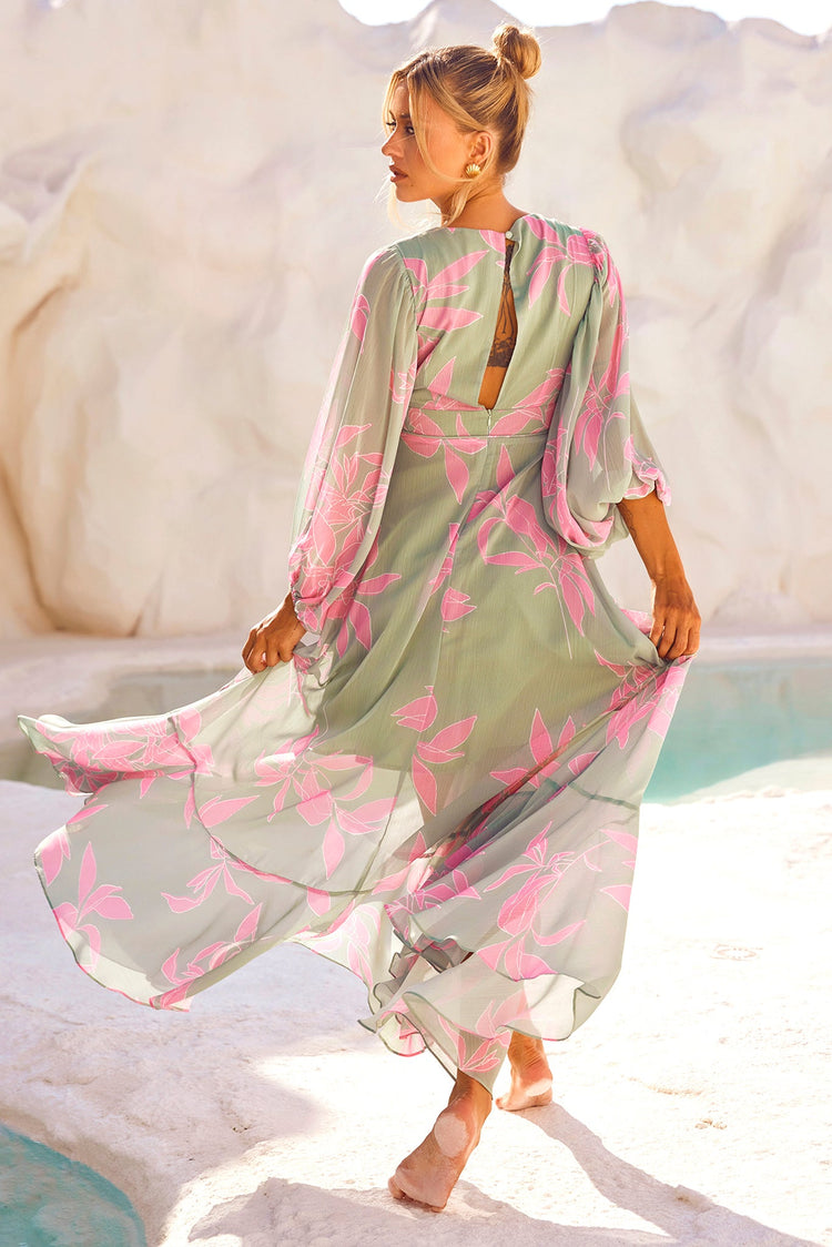 Botanical Blooms Maxi Dress - Sage for women