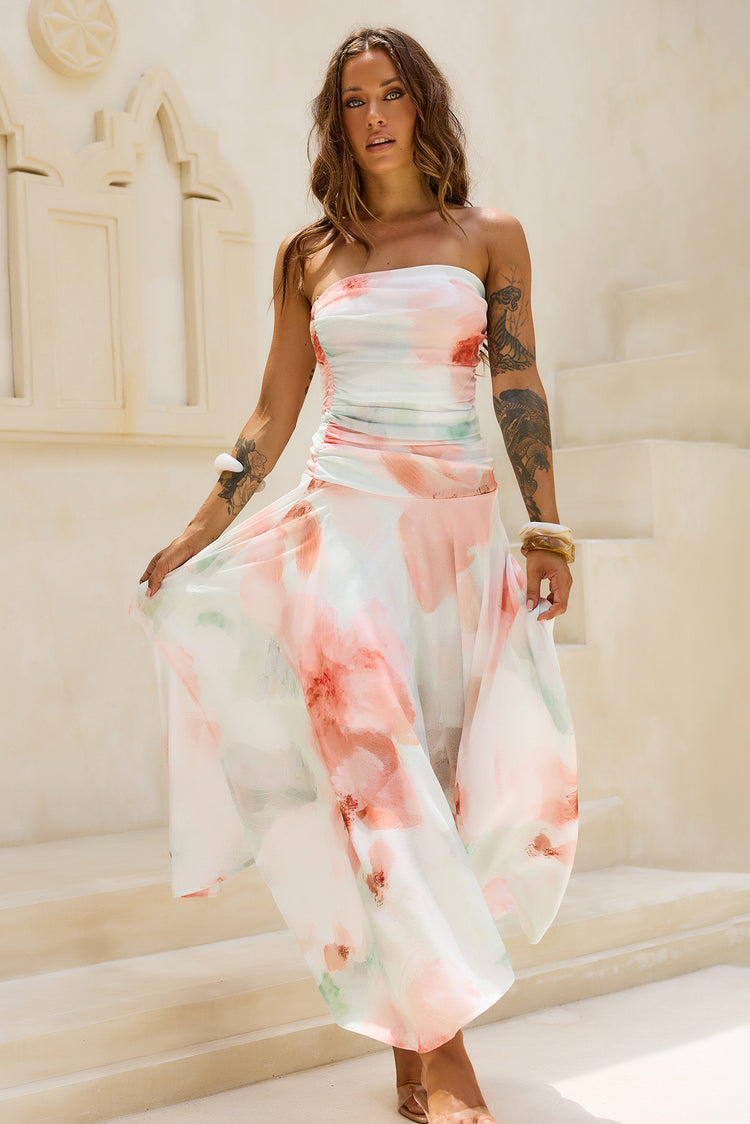 Bridge To Wonderland Jersey Maxi Dress - Peach Green for women