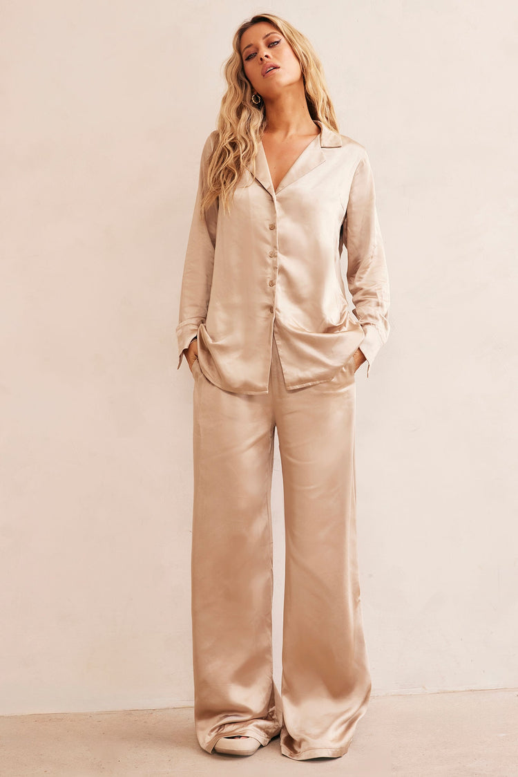 Brooklin Satin Pants - Champagne for women