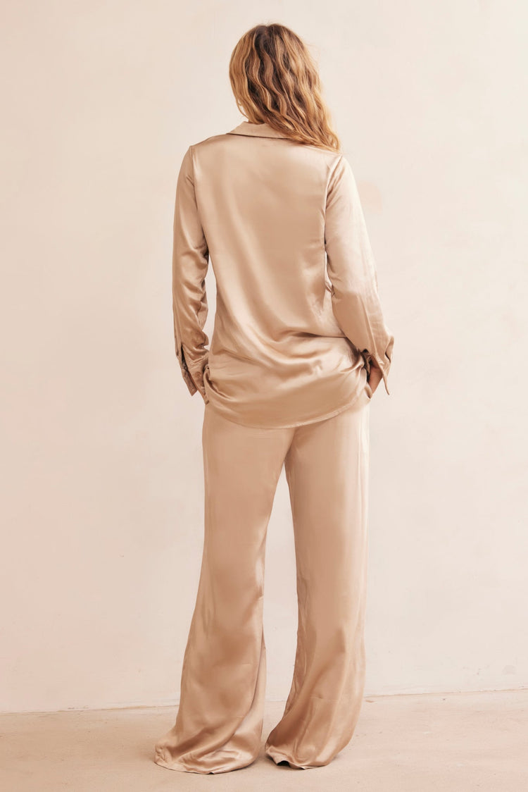 Brooklin Satin Pants - Champagne for women