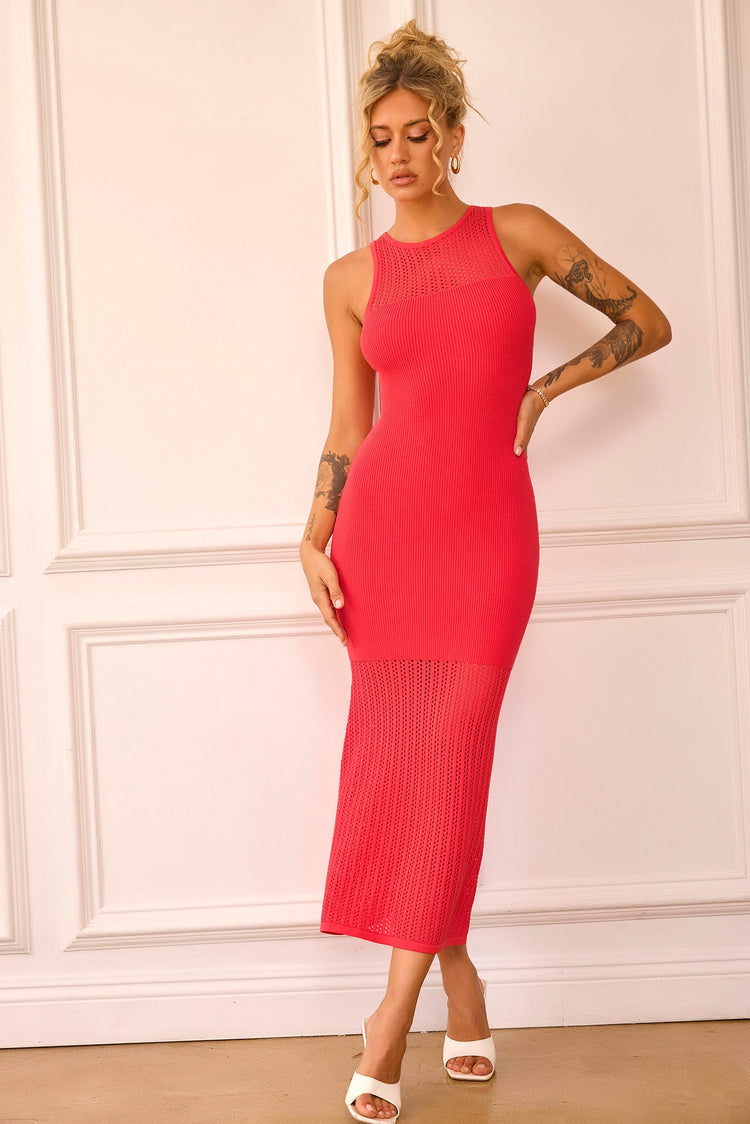 Butterfly Effect Knit Midi Dress - Red for women