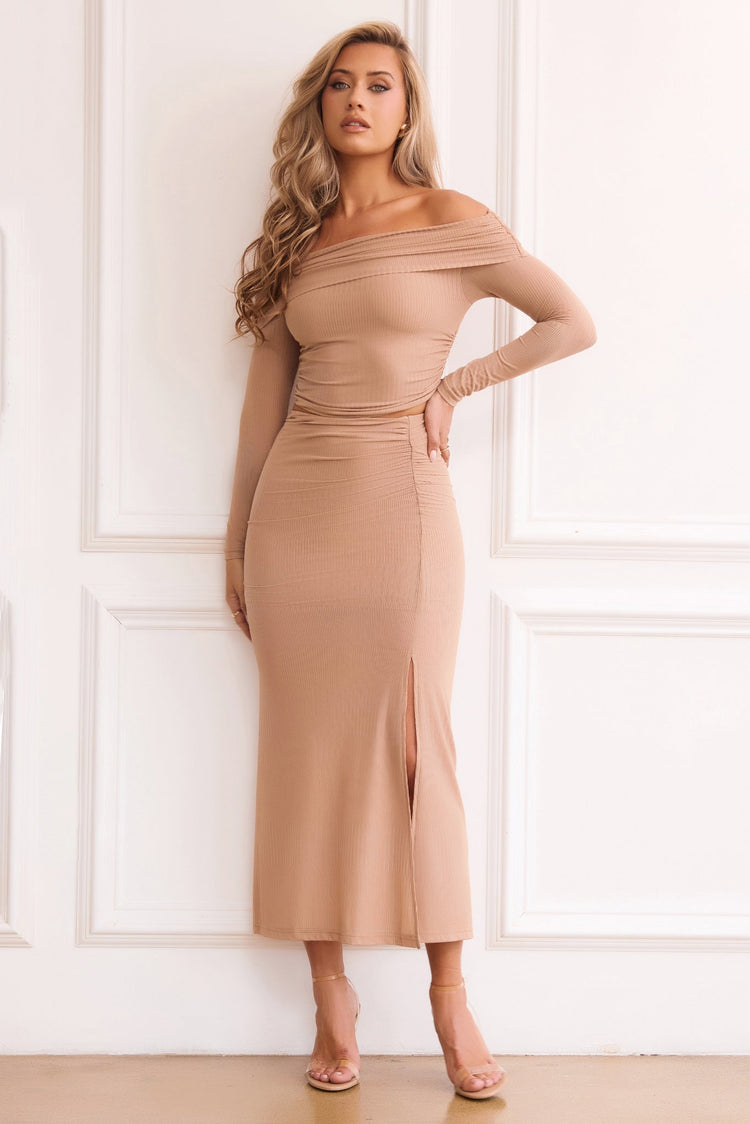 Catalina Midi Skirt - Camel for women