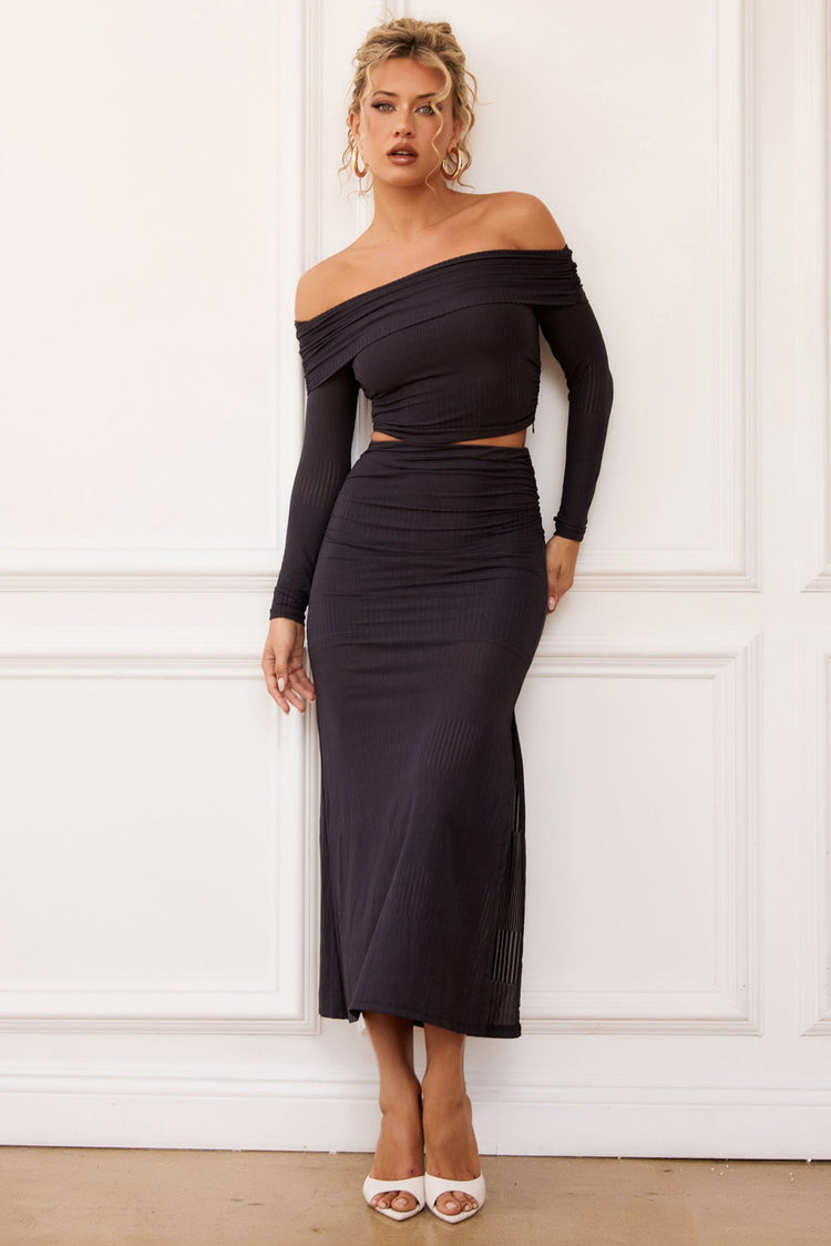 Catalina Midi Skirt - Charcoal for women