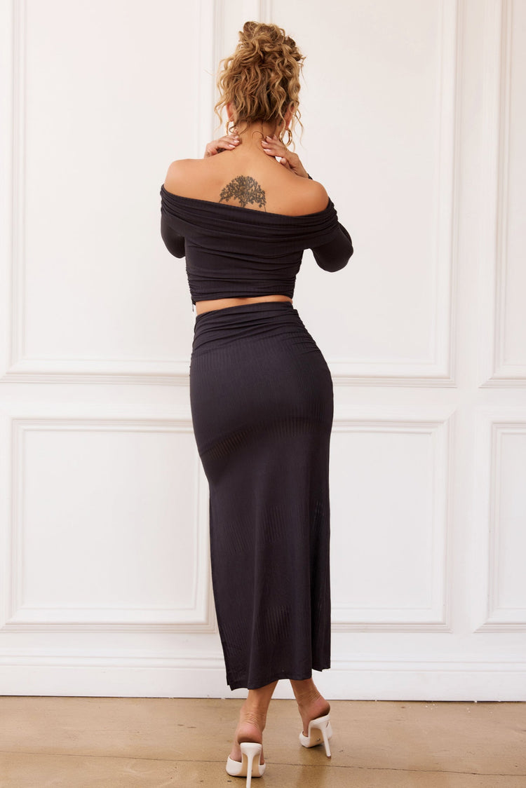 Catalina Midi Skirt - Charcoal for women