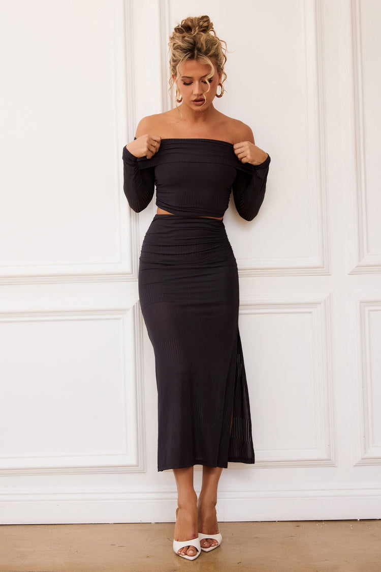 Catalina Midi Skirt - Charcoal for women