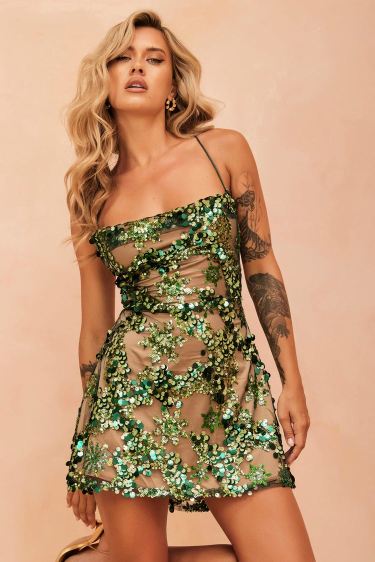 slim fit dress slacks Paige Anessa Longsleeve Dress in Green main image 0