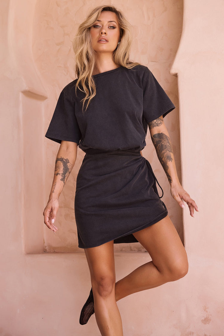 City Sunlight Mini Dress - Washed Black for women