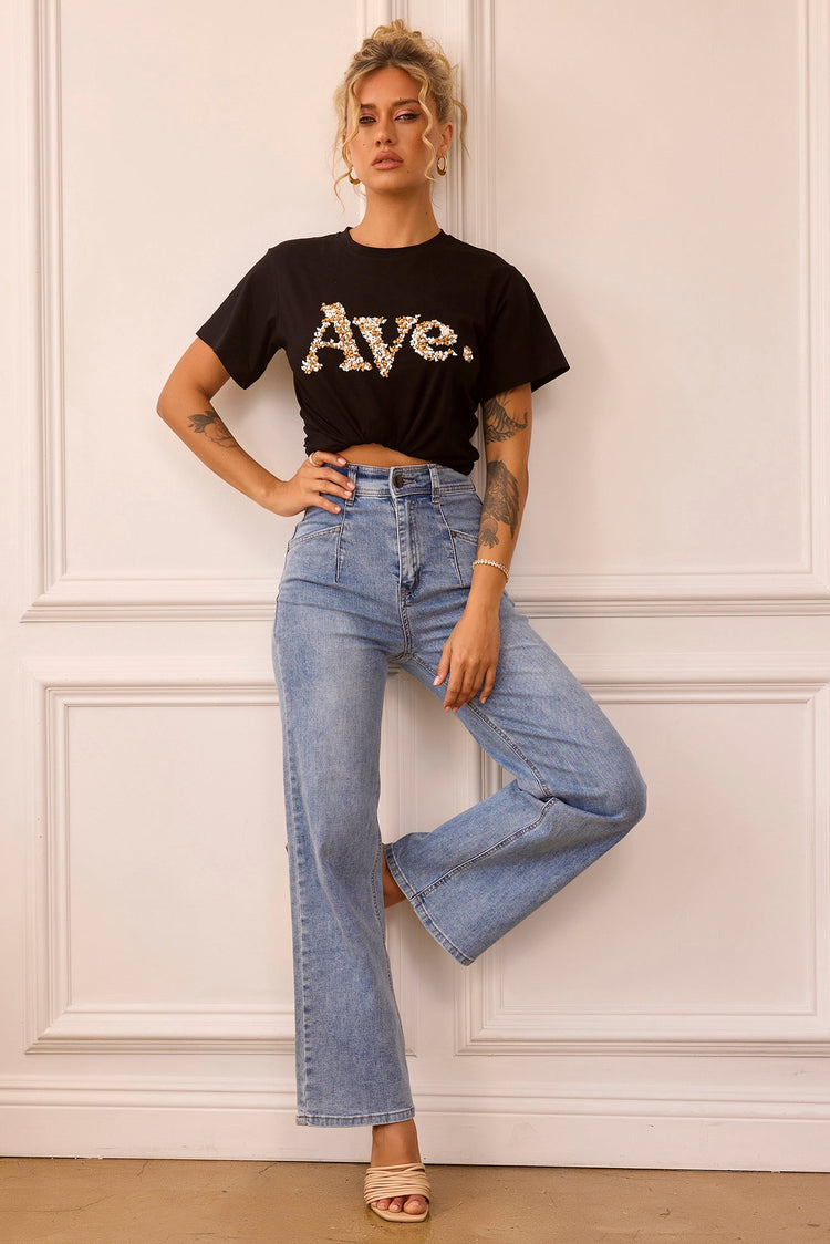 Classic Flare Jeans - Washed Blue for women