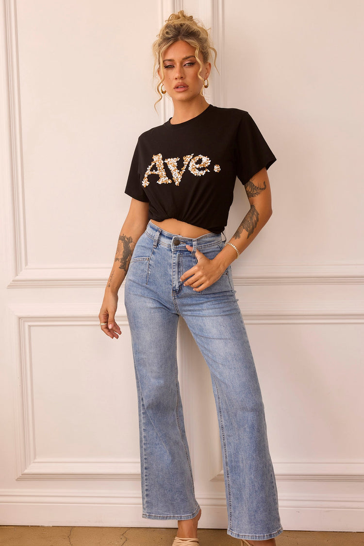 Classic Flare Jeans - Washed Blue for women