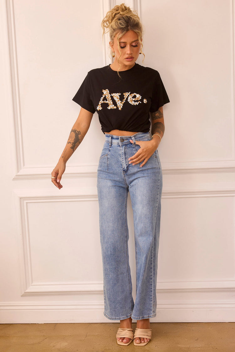 Classic Flare Jeans - Washed Blue for women
