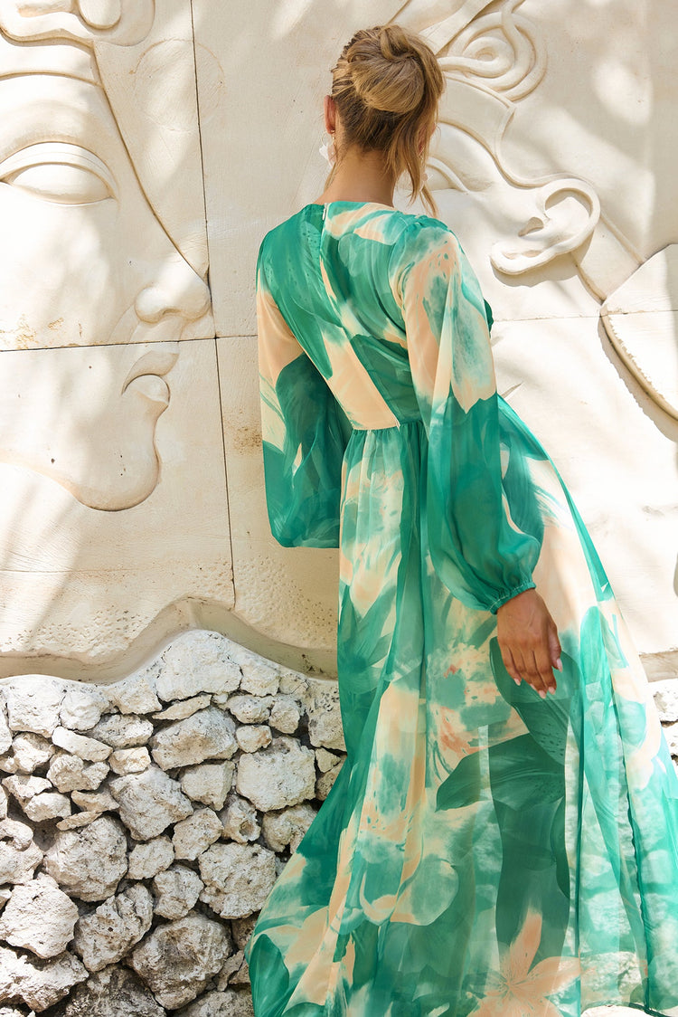 Coastlines Maxi Dress - Green Multi for women