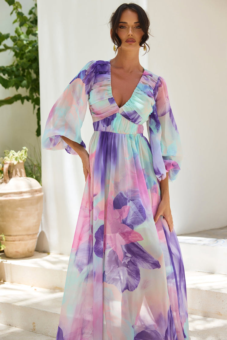 Coastlines Maxi Dress - Purple Multi for women
