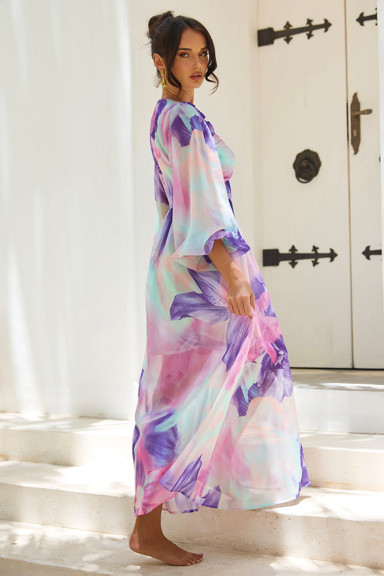 Coastlines Maxi Dress - Purple Multi for women