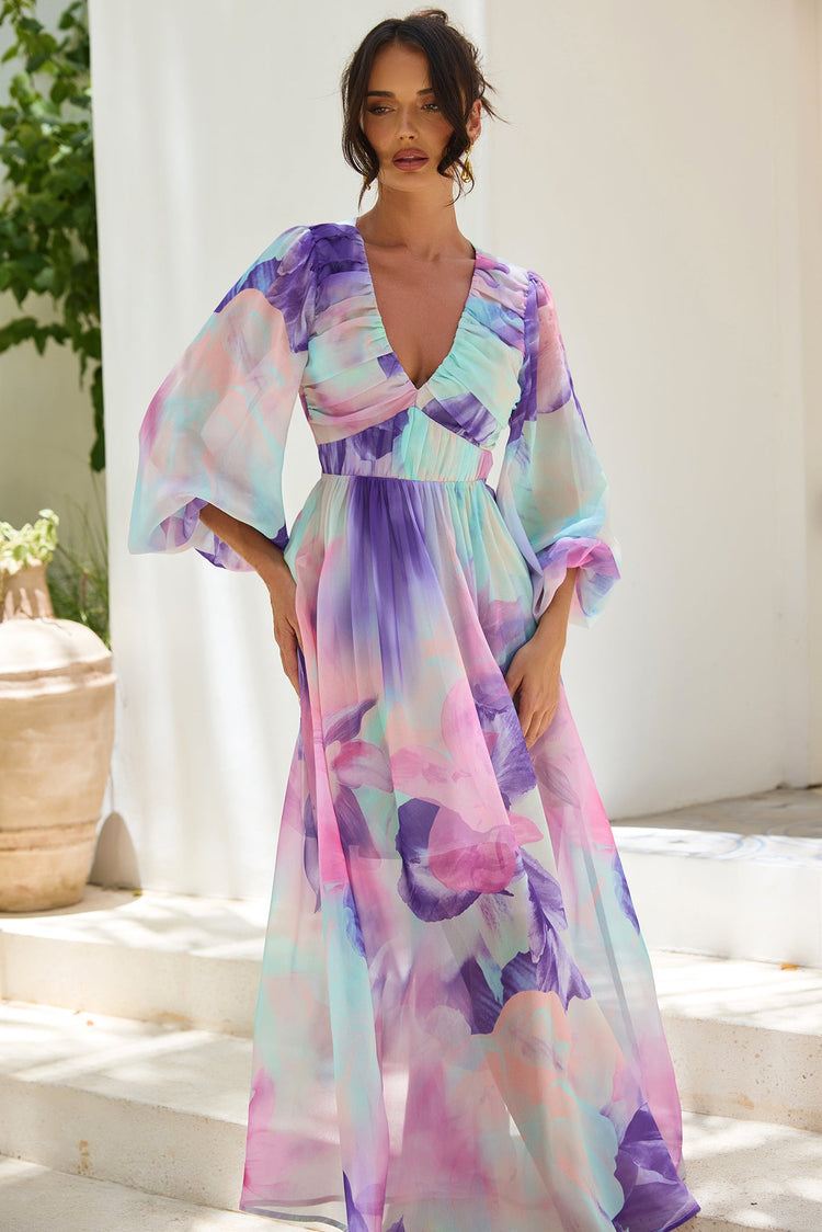 Coastlines Maxi Dress - Purple Multi for women