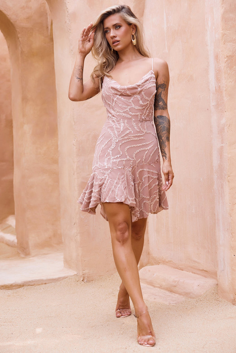 Coconico Beaded Mini Dress - Mocha for women