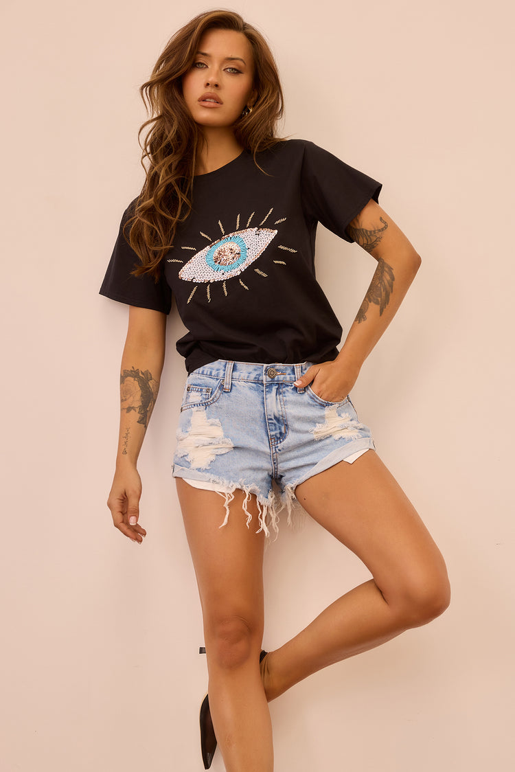 Cooler In Capri Tee - Washed Black for women