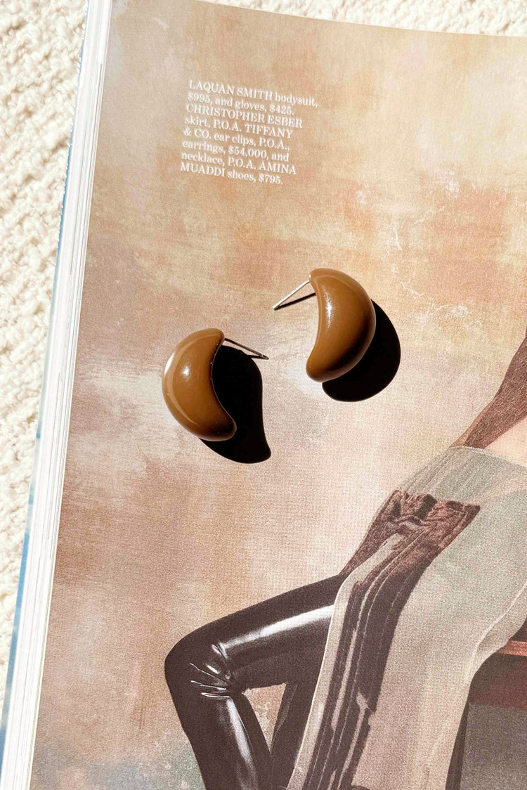 Crescent Glow Earrings - Chocolate for women