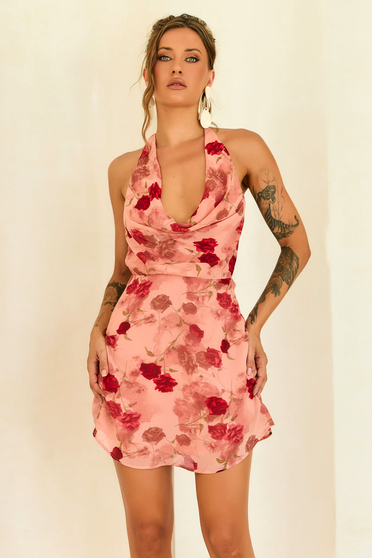 Crimson Lover Chiffon Mini Dress - Peach for women