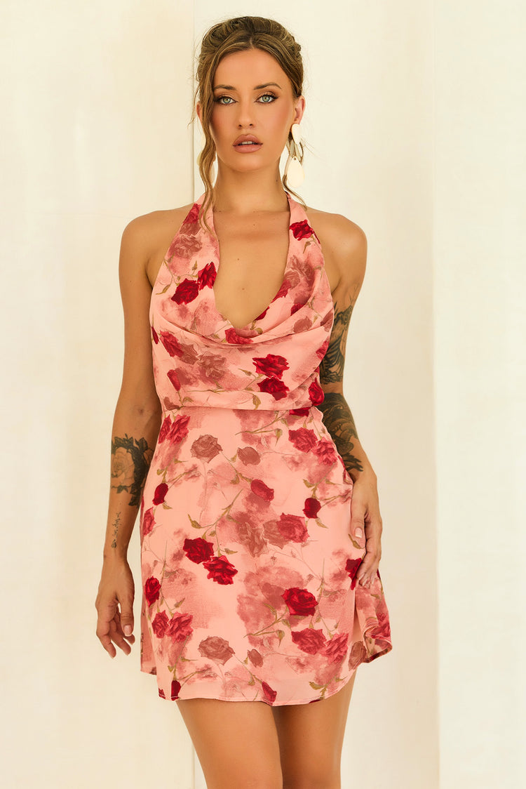Crimson Lover Chiffon Mini Dress - Peach for women