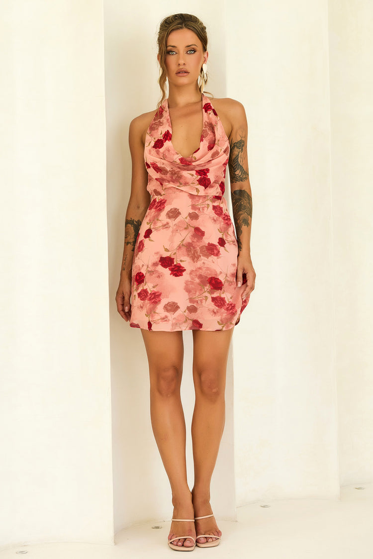 Crimson Lover Chiffon Mini Dress - Peach for women