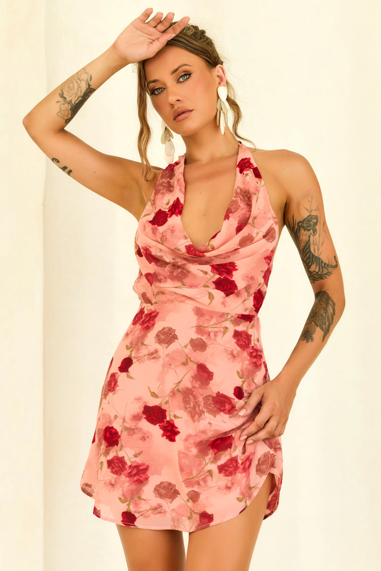 Crimson Lover Chiffon Mini Dress - Peach for women
