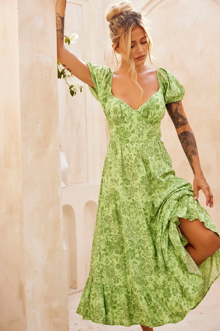 Crushing Midi Dress - Green for women