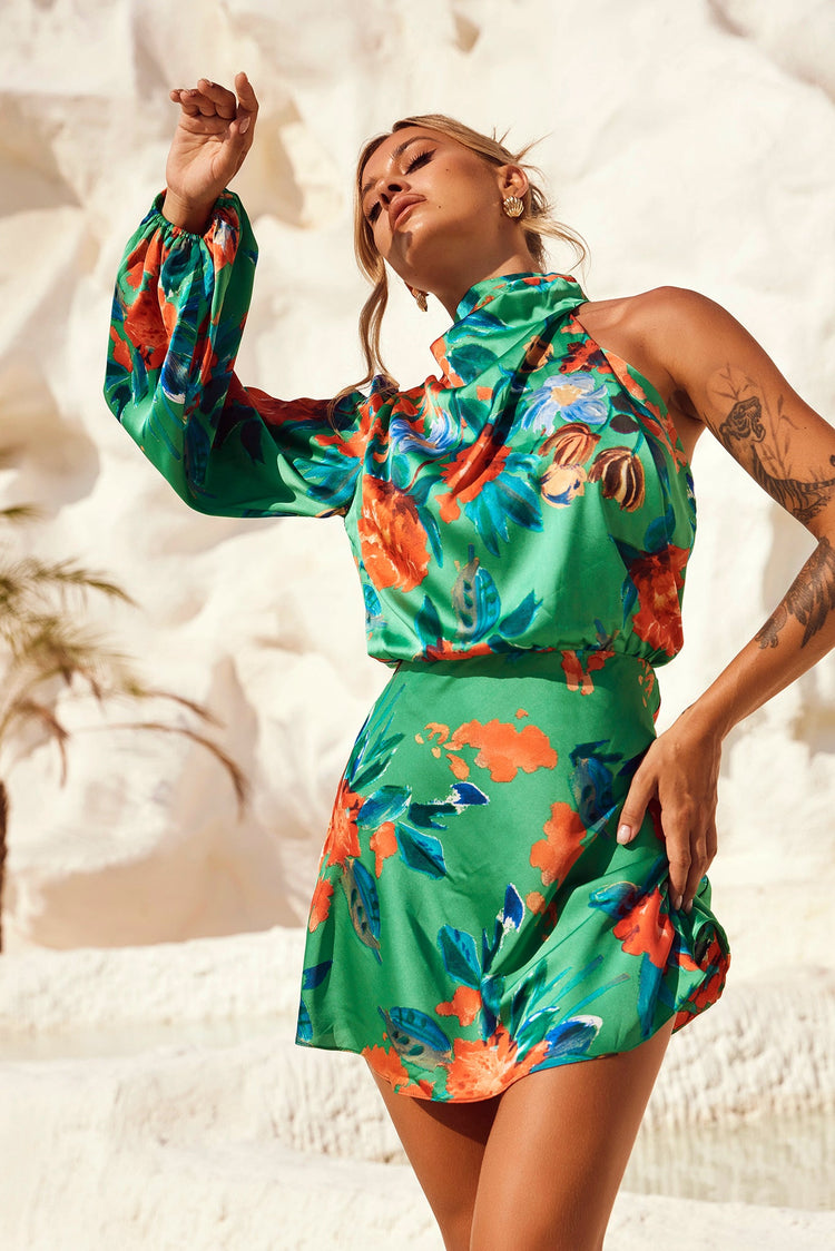 Dance Forever Mini Dress - Green Multi for women