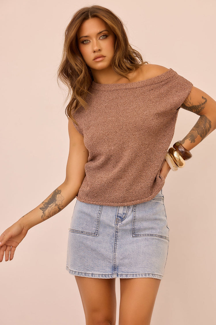 Dance In The Sun Knit Top - Chocolate for women