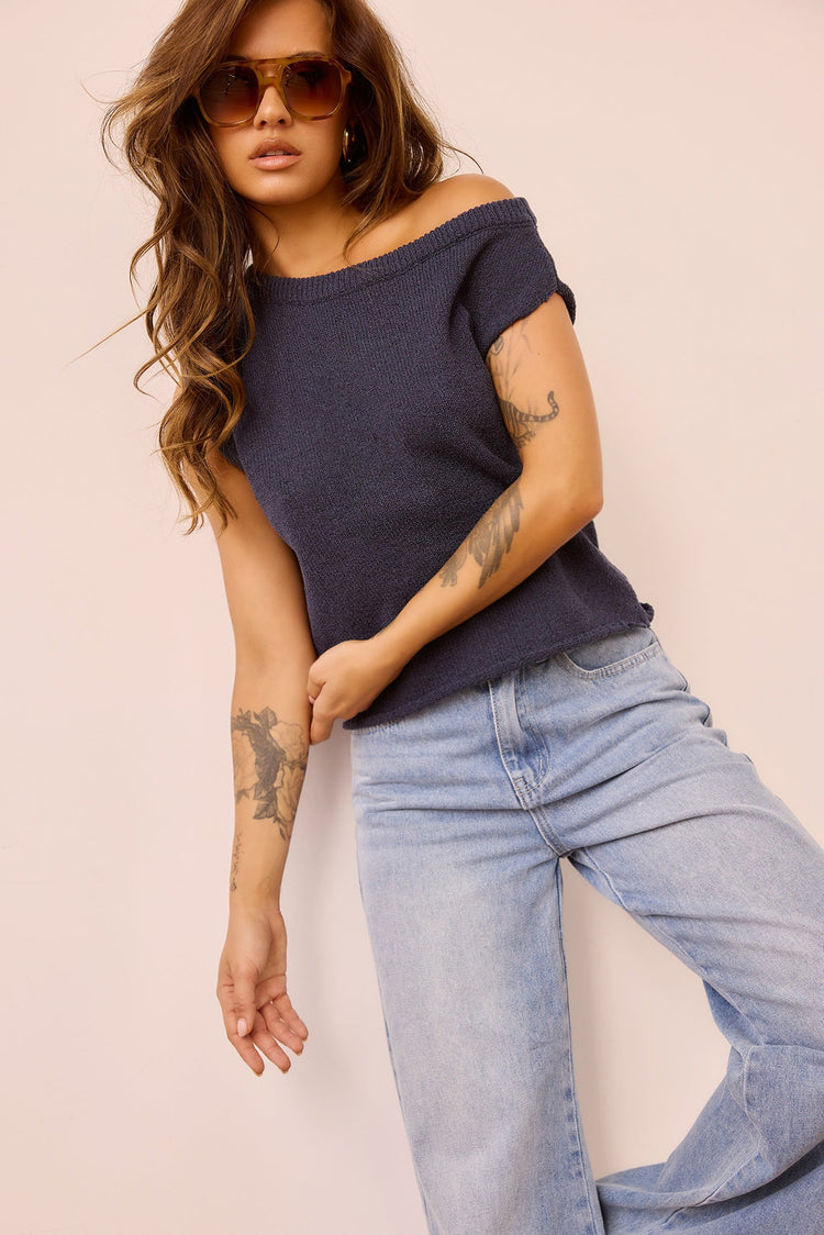 Dance In The Sun Knit Top - Navy for women