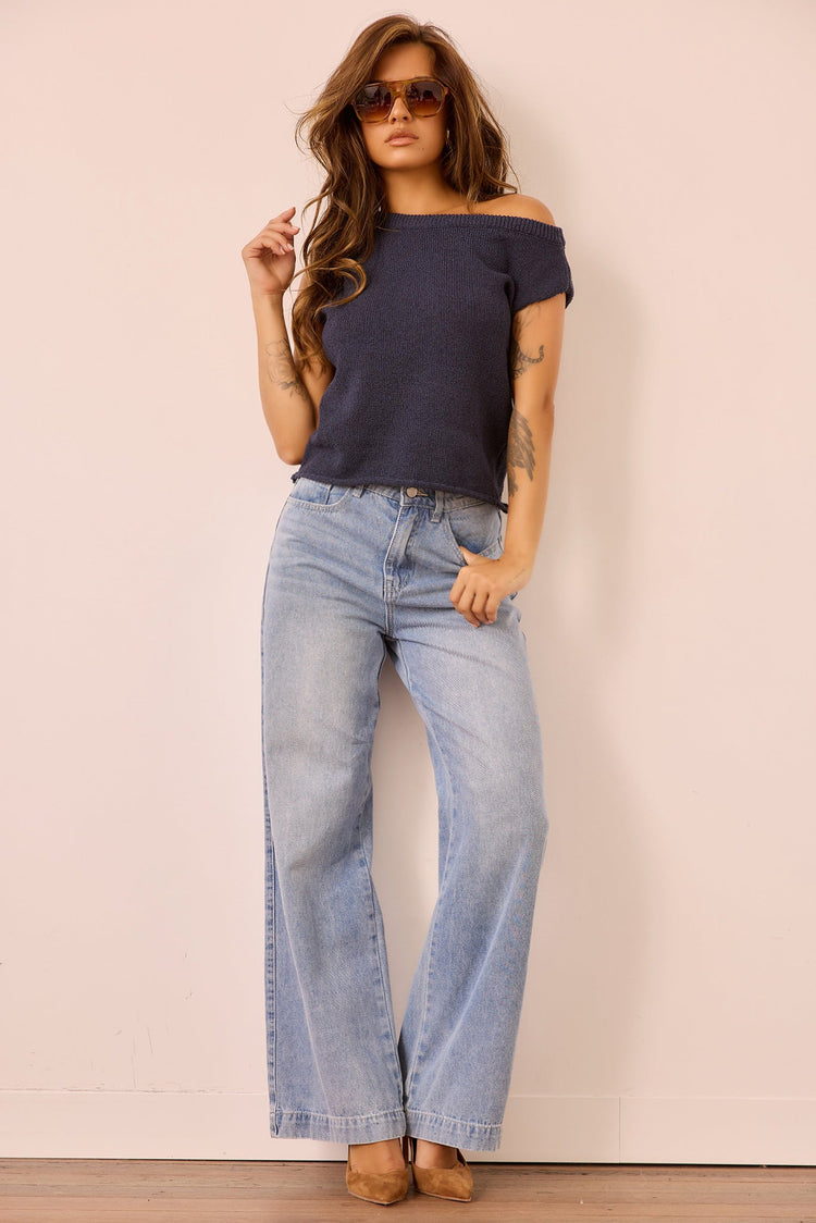 Dance In The Sun Knit Top - Navy for women
