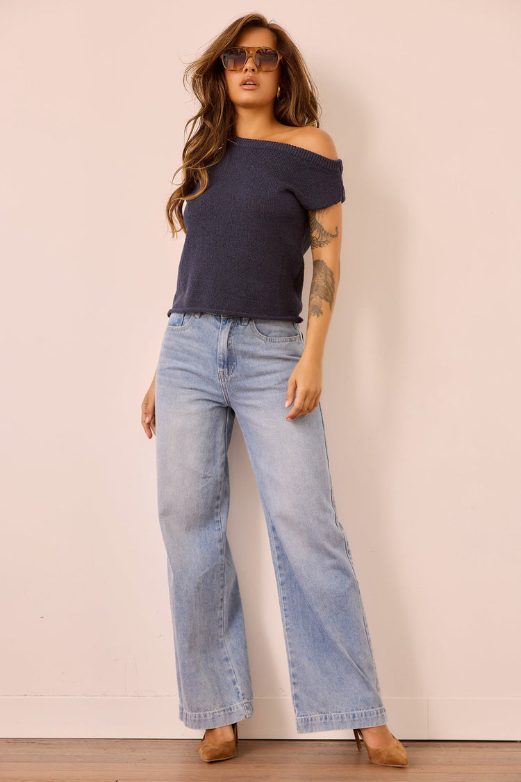 Dance In The Sun Knit Top - Navy for women